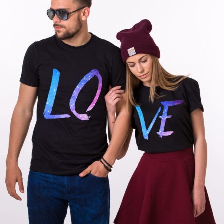 Couples Galaxy Shirts, LOVE, Matching Couples Shirts