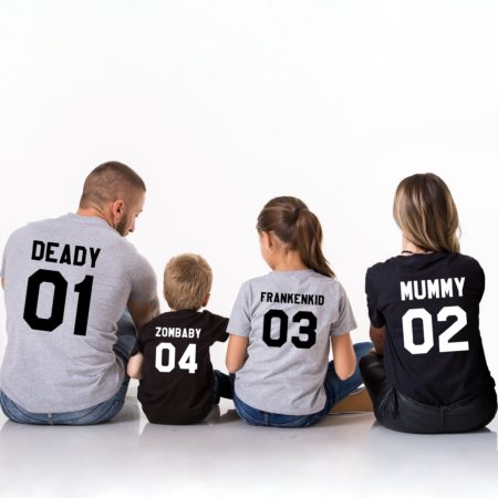 Halloween Family Shirts, Deady 01 Mummy 02 Frankenkid 03 Zombaby 04