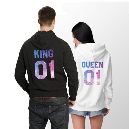 King Queen Galaxy Hoodies, Matching Couples Hoodies