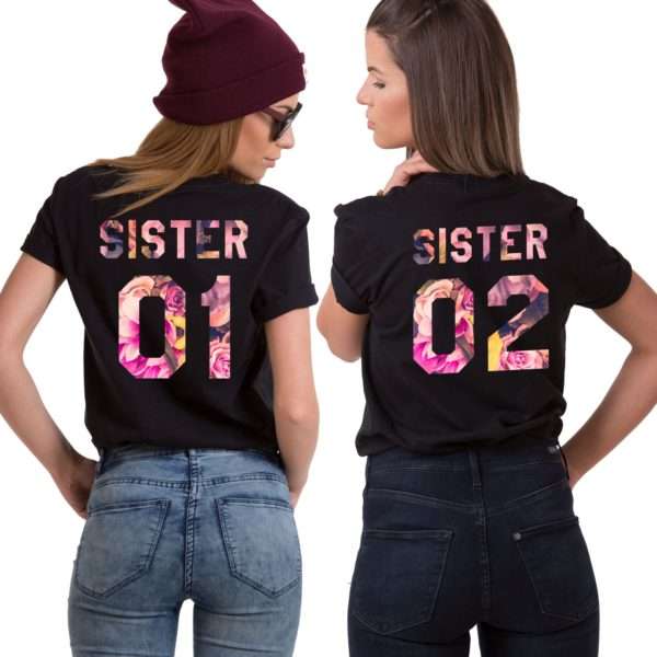 T-Shirt Best Friends Couple BFF - Set De 2 Hauts Personnalisés, Cadeau Pour Meilleures Amies, Sœurs