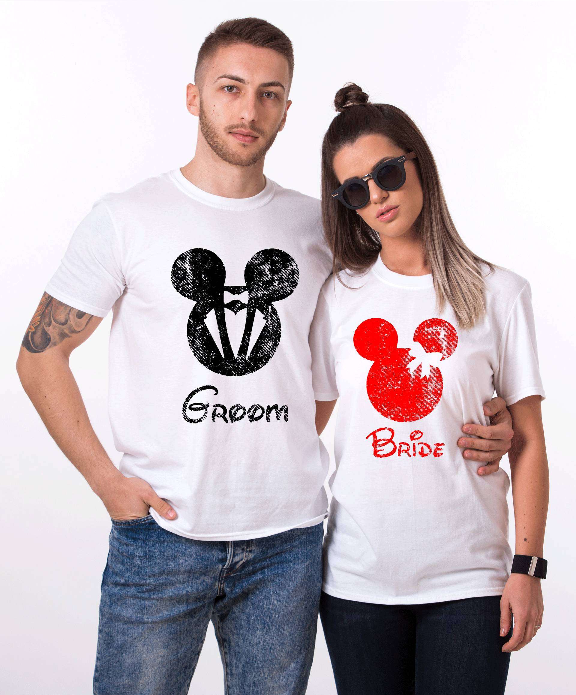 Bride Groom Mickey Matching Couples Shirts Unisex