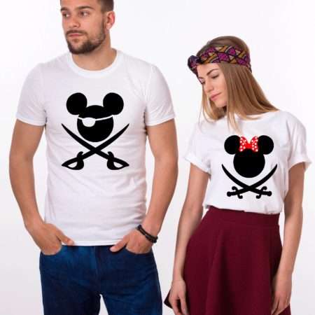 Couple Mickey Pirate Shirts, Matching Couples Shirts