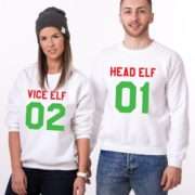 Head Elf 01 Vice Elf 02, Matching Couple Sweatshirts