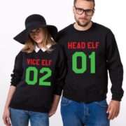 Head Elf 01 Vice Elf 02, Matching Couple Sweatshirts