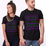Mr and Mrs Claus, Green/Puple, Christmas Couples Shirts