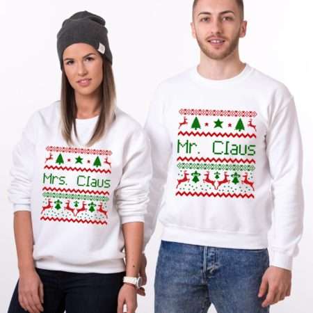 Mr Claus Mrs Claus Sweatshirts, Matching Couple Sweatshirts