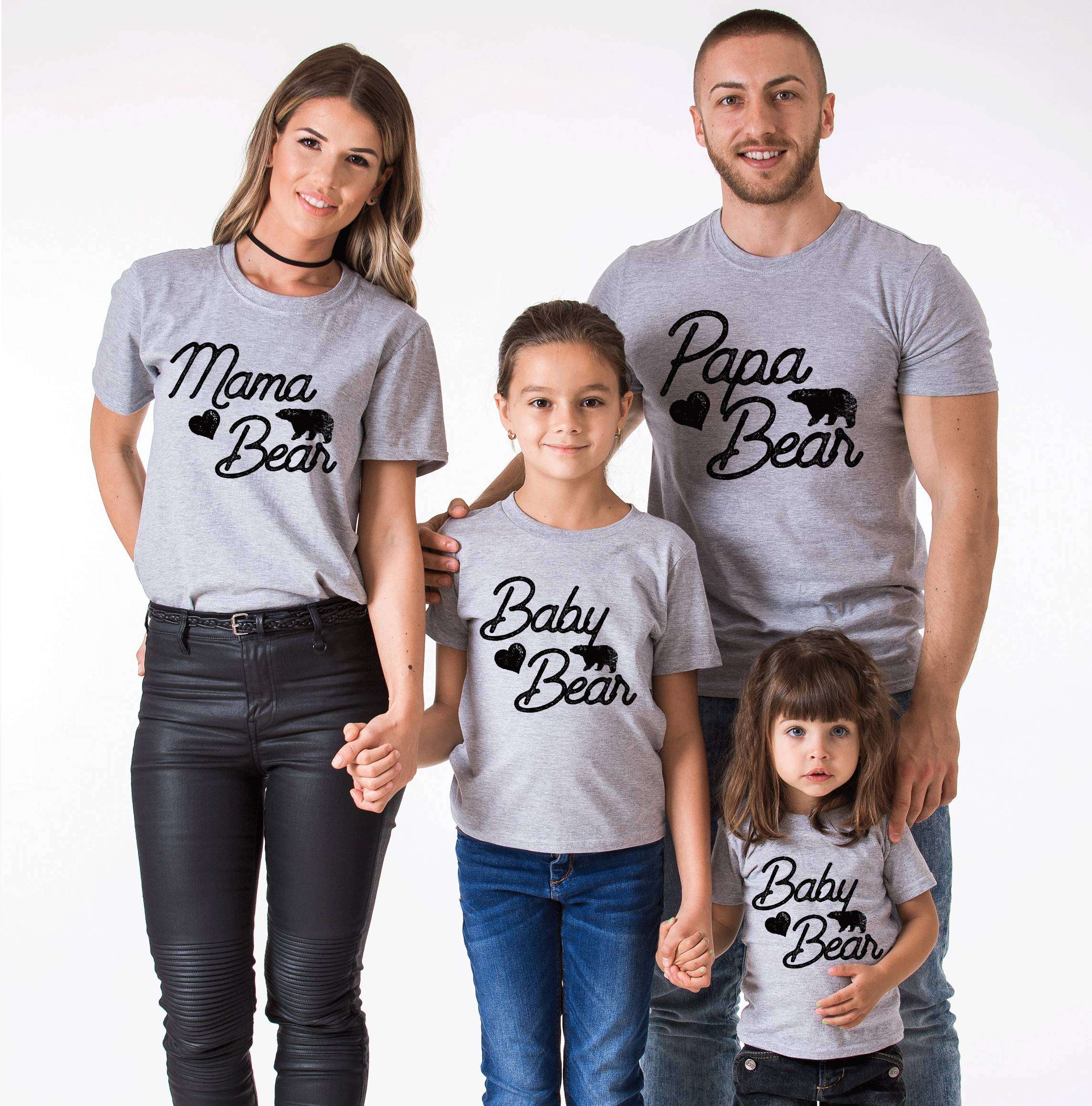 Daddy Mommy and Baby Matching Bear Family T-Shirt and Bodysuit Family Shirts 