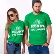 St Patricks Day Couples Shirts, Honey I’m Drunk, Drunk I’m Honey, Couples Shirts