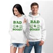 Bad and Boozy, Matching Couples Hoodies, St Patricks Day