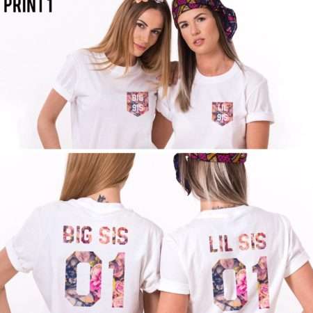 Big Sis 01 Lil Sis 01 Shirts, Pocket Print, Best Friends Shirts, Gift for Sister