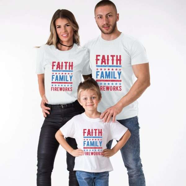 Faith Family Fireworks Shirts, 4th of July Shirt Matching Shirts