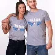 Merica Funny Shirts, Wreath, 4th of July Couples Shirts