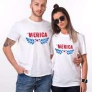 Merica Funny Shirts, Wreath, 4th of July Couples Shirts