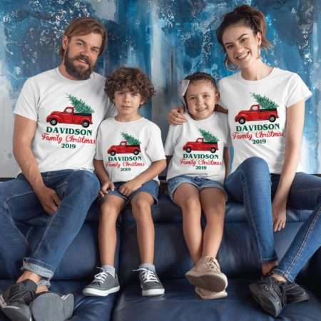 Christma Pjs Family Shirts, Tree on Truck, Matching Family Shirts