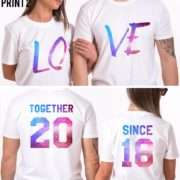 Together Since, LOVE, Matching Couple Anniversary Shirts