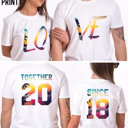 Together Since, LOVE, Matching Couple Anniversary Shirts