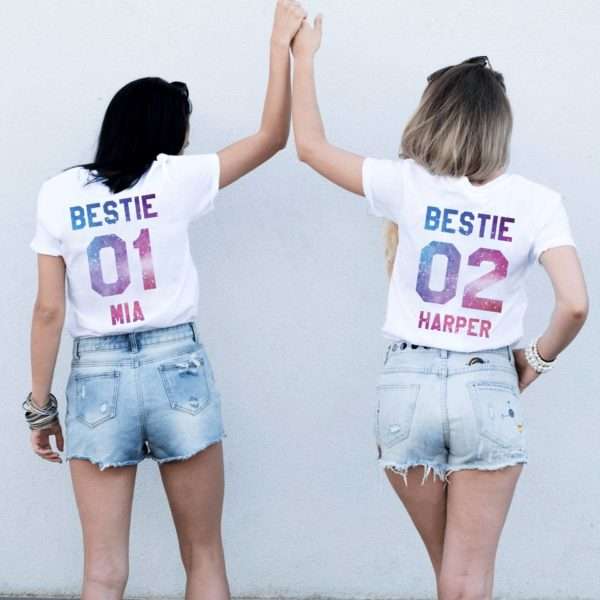 Personalized Bestie 01 Bestie 02 Shirts, Matching Best Friends Shirts