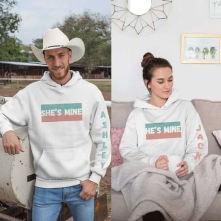 Personalized Couples Hoodie, She's Mine, He's Mine, Matching Hoodies