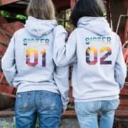 Sister Matching Hoodies, Sister 01 Sister 02, Patterns, Best Friends Gifts